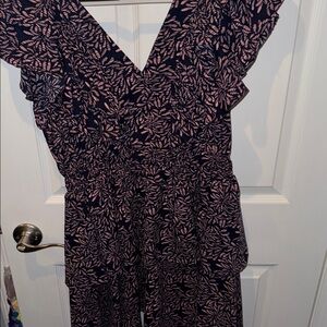 Ruffled Navy and Pink dress Sz M